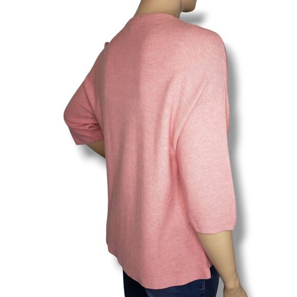 Pure Jill Silk Wool Blend Sweater Womens Medium Pink V Neck Pullover - Picture 4 of 8